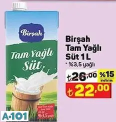 BİRŞAH TAM YAĞLI SÜT 1L